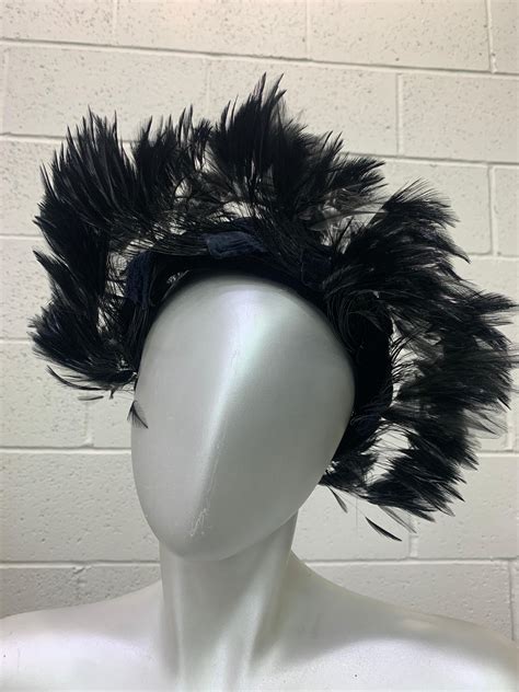 1950s feather hat dior|1950 Christian Dior Chapeaux Black Feather Turban W/ Velvet.